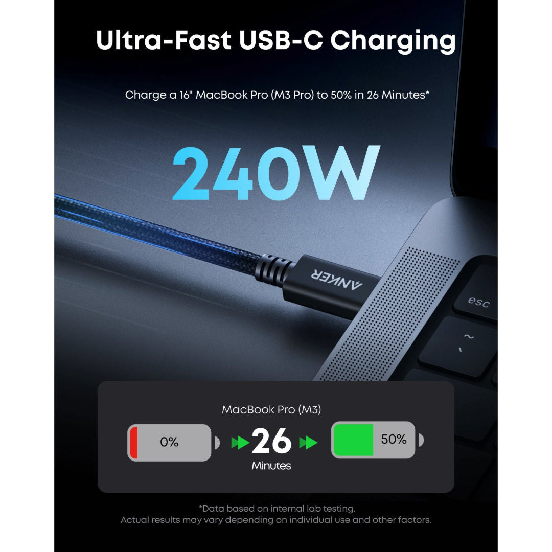 Anker Prime Thunderbolt 5 USB-C Cable For Mobile Charging, 80Gbps 240W