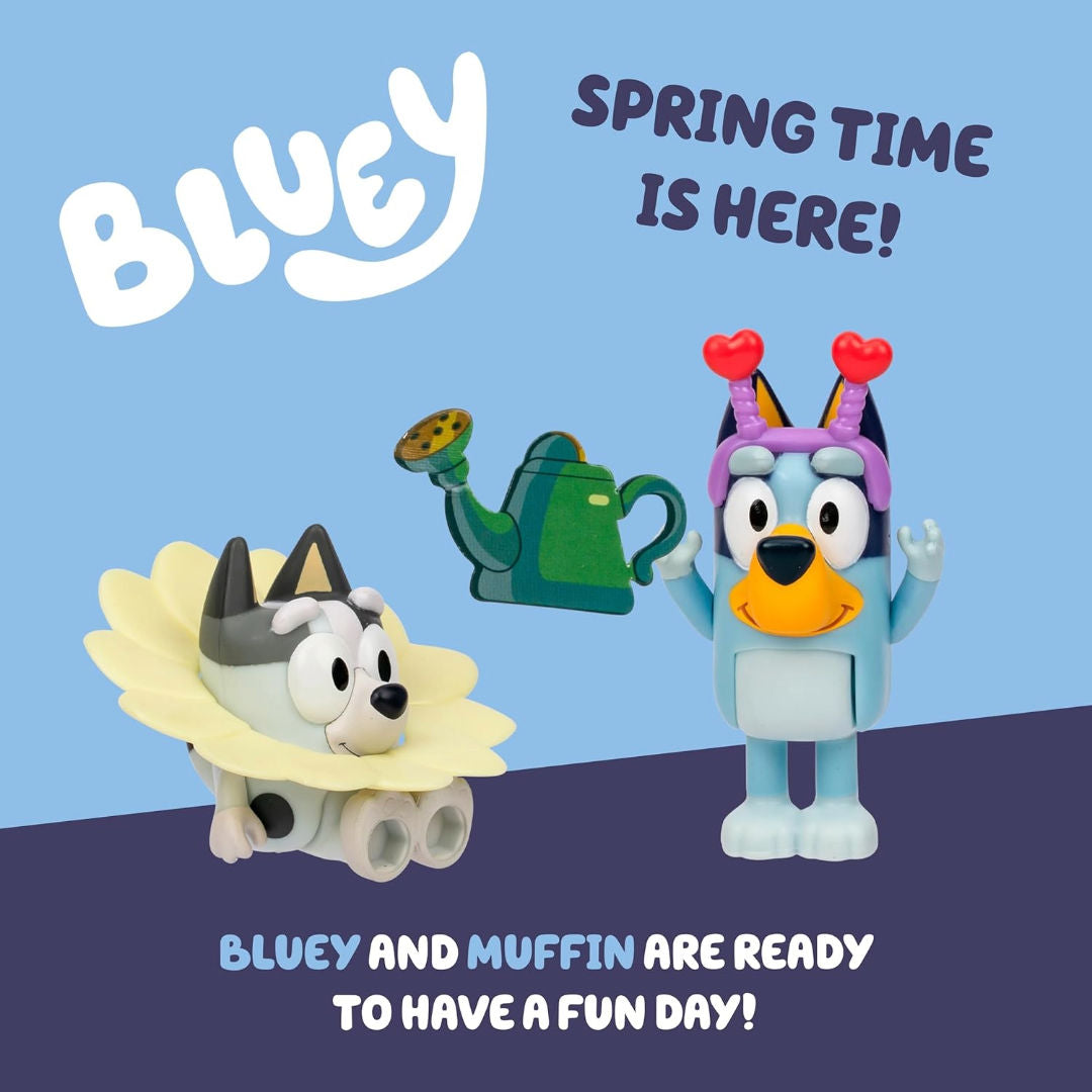 Bluey Spring Time Bluey & Muffin Figure Pack (6cm, Pack of 2), 3+ years