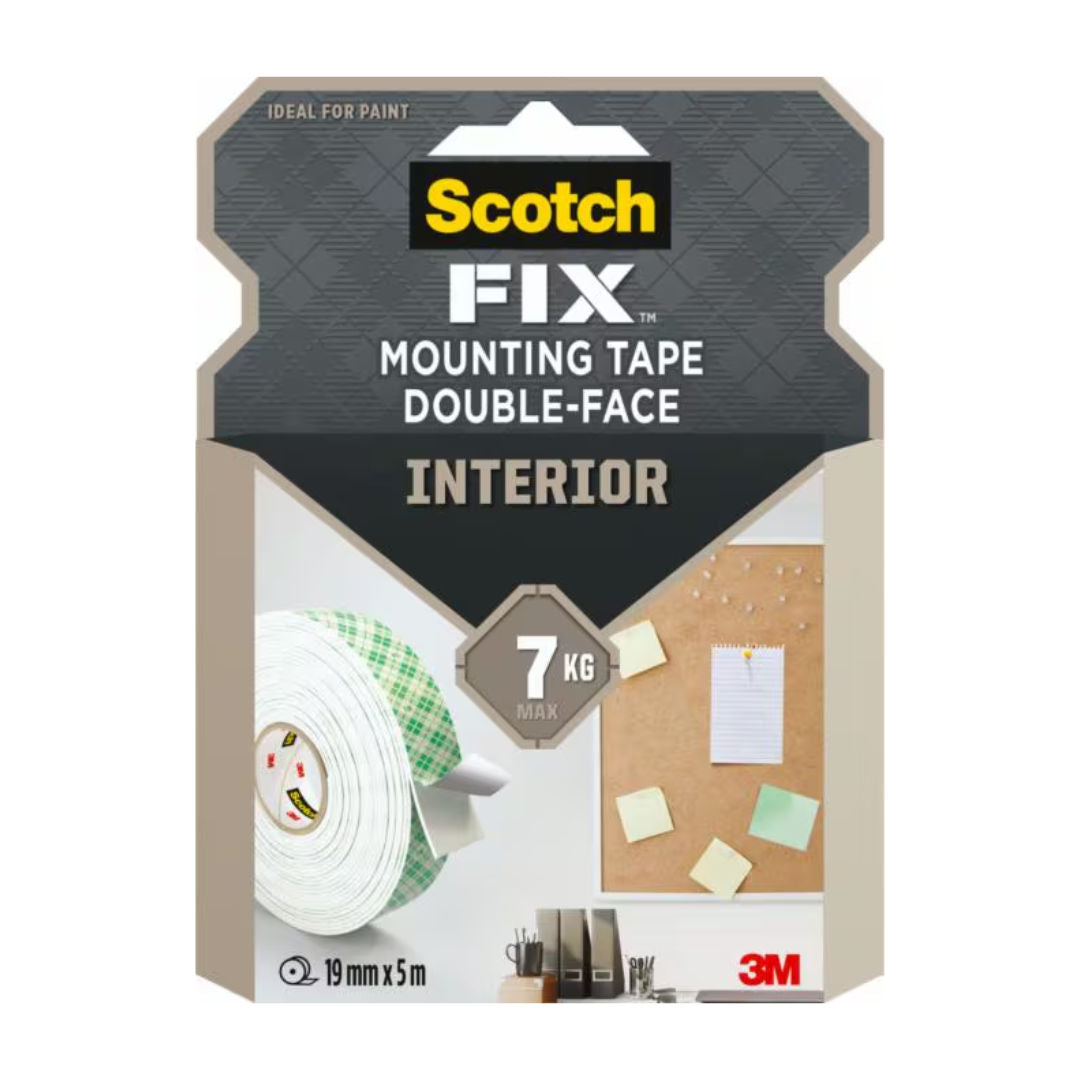 Scotch-FIX™ Double-Sided Interior Mounting Tape 4496G-1950-P, 19 mm x 5 m, Heavy-Duty Indoor Foam Mounting Tape