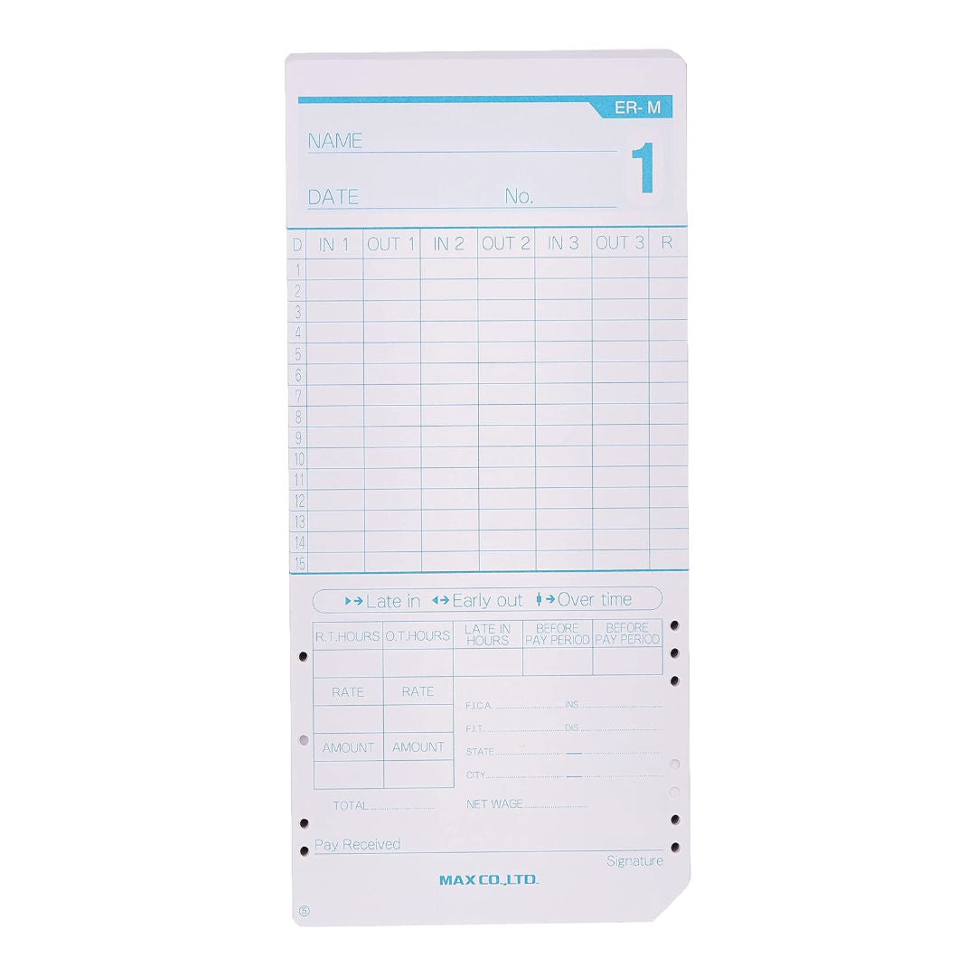 Max 100 Pieces Er-M Time Card
