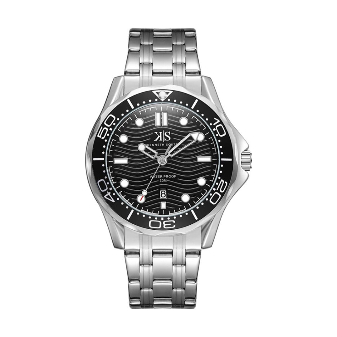 Kenneth Scott Men’s Quartz Analog Watch with Silicone or Stainless Strap, K22009 Series