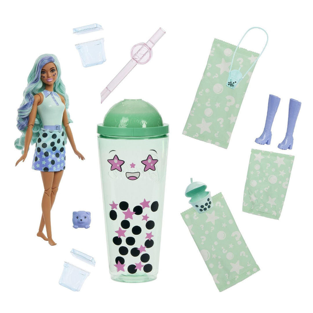 Barbie Pop Reveal Bubble Tea Series Green Tea Fashion Doll & Accessories Set With 8 Surprises, 3+ Years