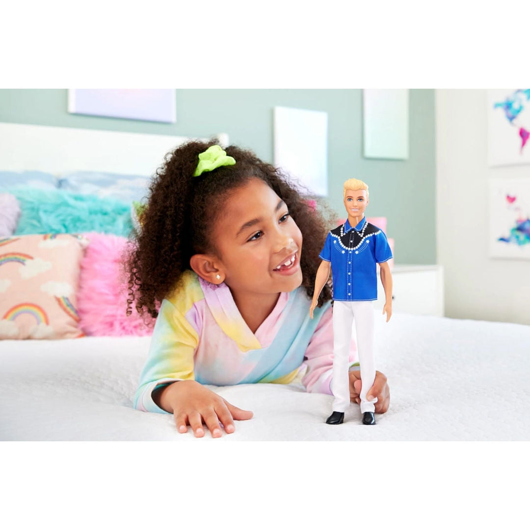 Barbie Fashionistas Ken Doll #226, 65th Anniversary Collectible with Western Outfit, Blonde Hair