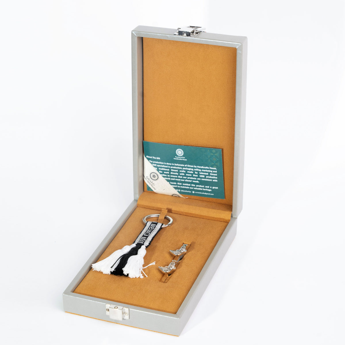 Keychain & Cufflinks Gift Set, Gold & Silver Finish, Assorted Colors