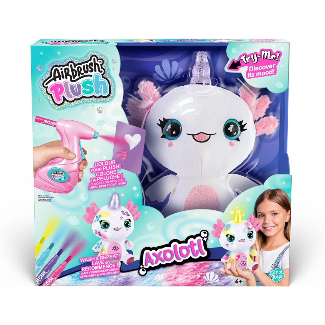 Canal Toys Airbrush Plush Axolotl Light-Up DIY Activity Kit