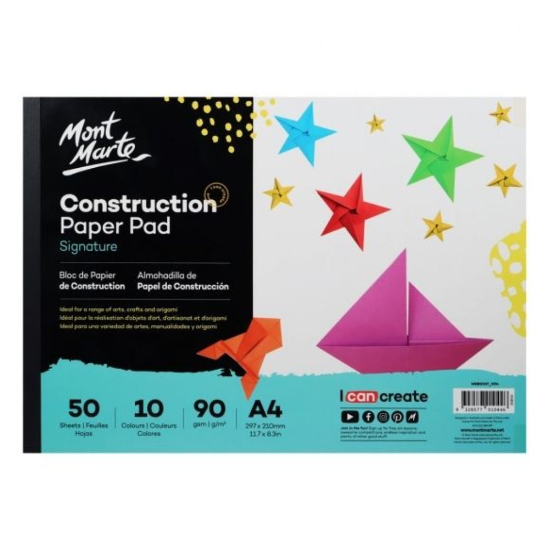 Mont Marte A4 Kids Construction Paper, 50 Sheets, MSB0037