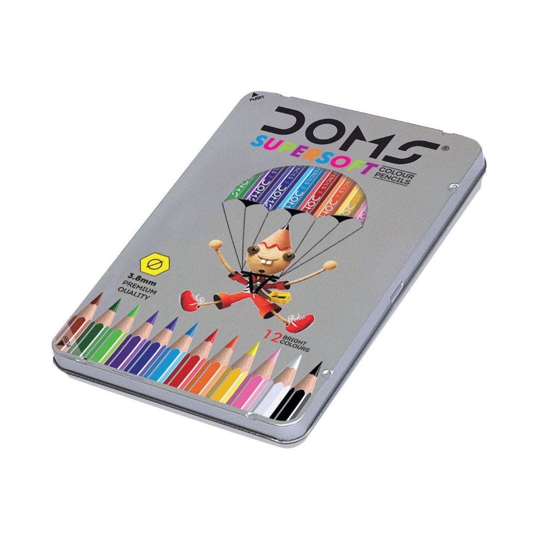 DOMS 12 Supersoft Colour Pencil Metal Box 7204