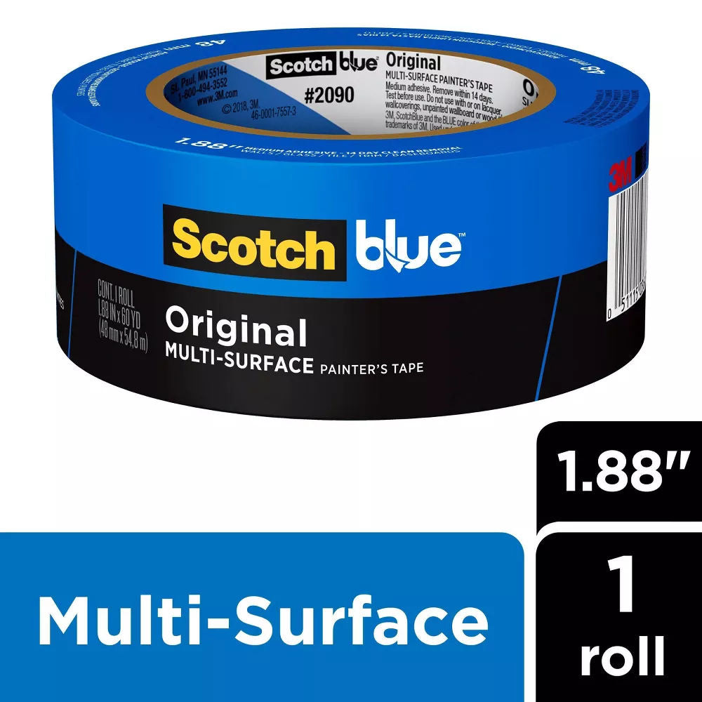 ScotchBlue™ Original Painter's Tape 2090-48NC, 48 mm x 54.8 m, Multi-Surface Paint Masking Tape with 14-Day Clean Removal