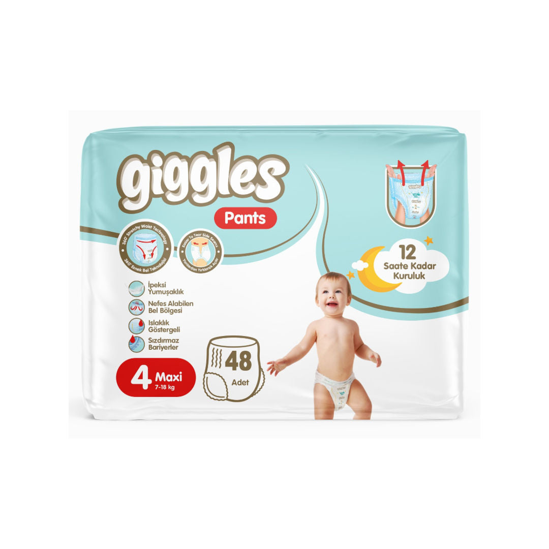 Giggles Maxi Pants Diapers, Size 4, 7 to 18kg, Pack of 48