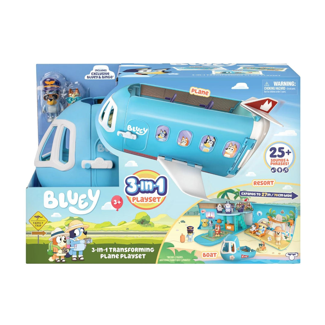 Bluey 3-in-1 Transforming Plane Playset (40 x 19 x 23cm), 3+ years