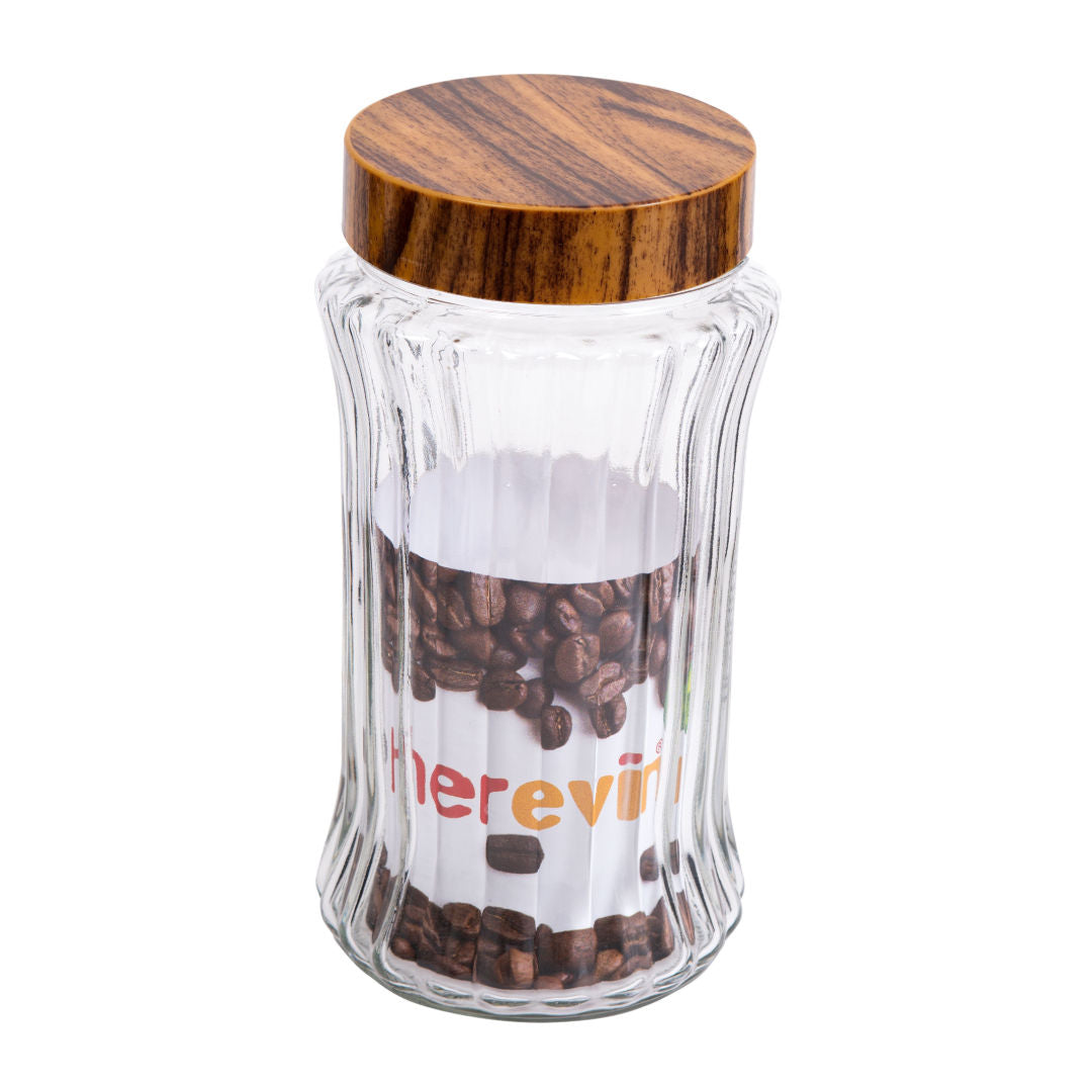Herevin Transparent Glass Storage Canister With Stripes