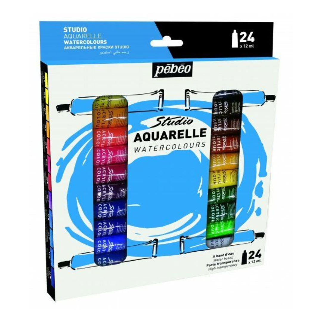Pebeo Watercolour Paint Set, 24×12 ml Tubes, 668920