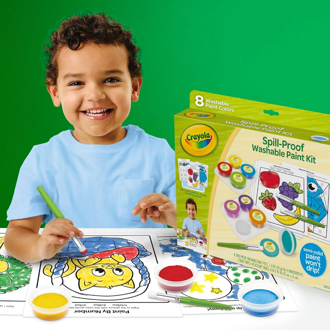 Crayola Spill Proof Washable Paint Kit, 8 Washable Paint Colors For Kids