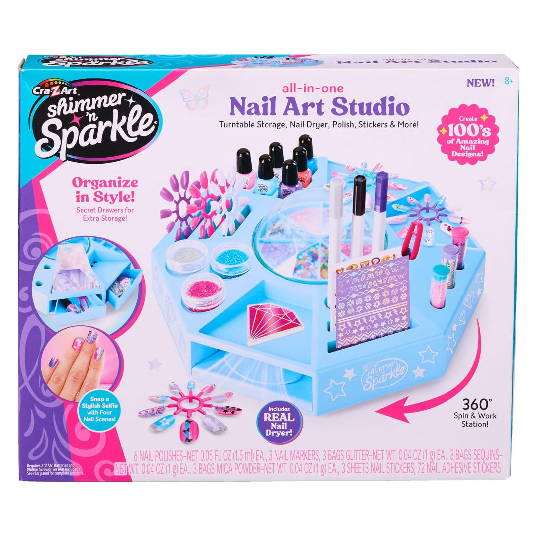 Cra-Z-Art Shimmer ‘n Sparkle All-in-One Nail Art Studio Kit, 8+ Years