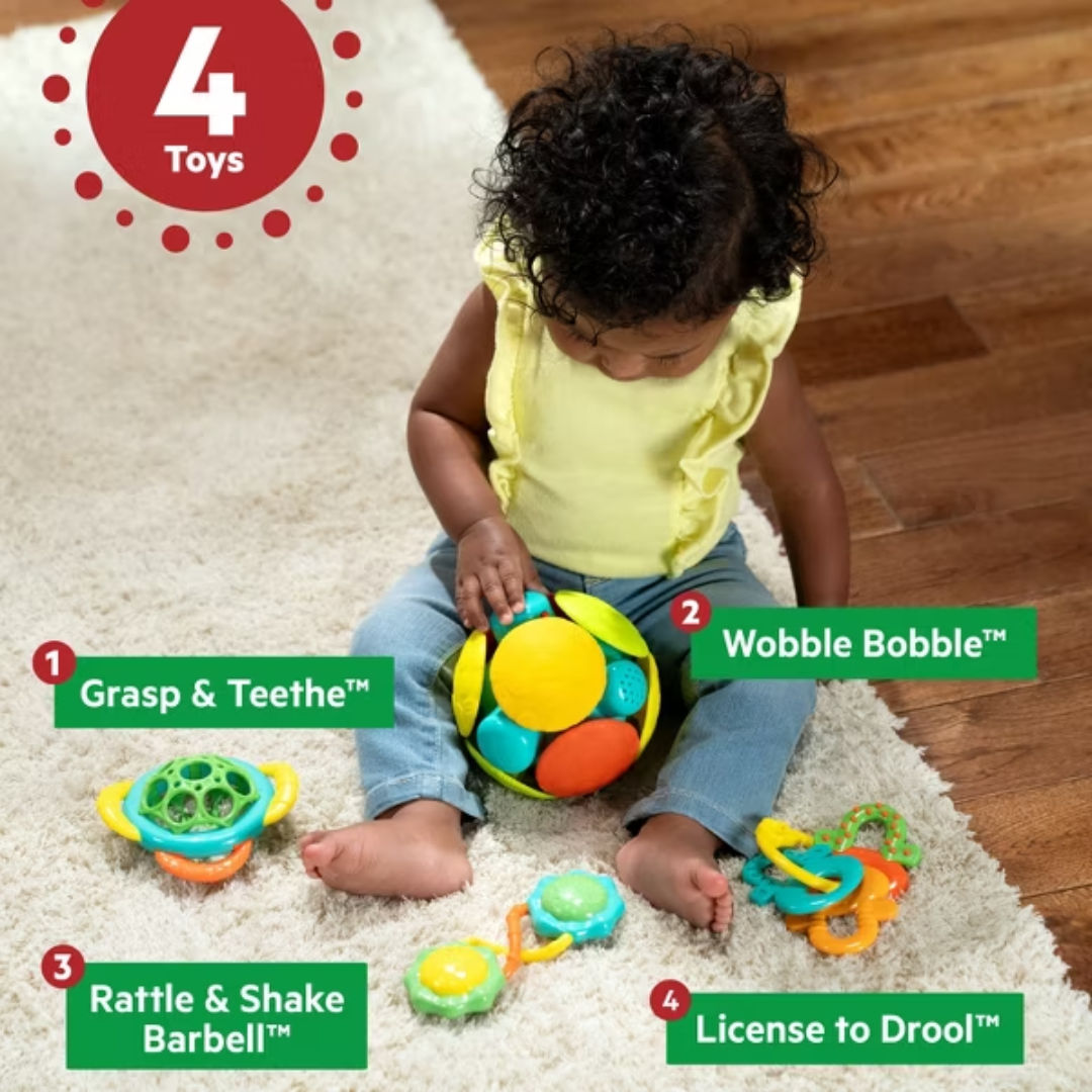 Bright Starts Catch Me Smile Toy Gift Set (4 Pieces), 3+ months