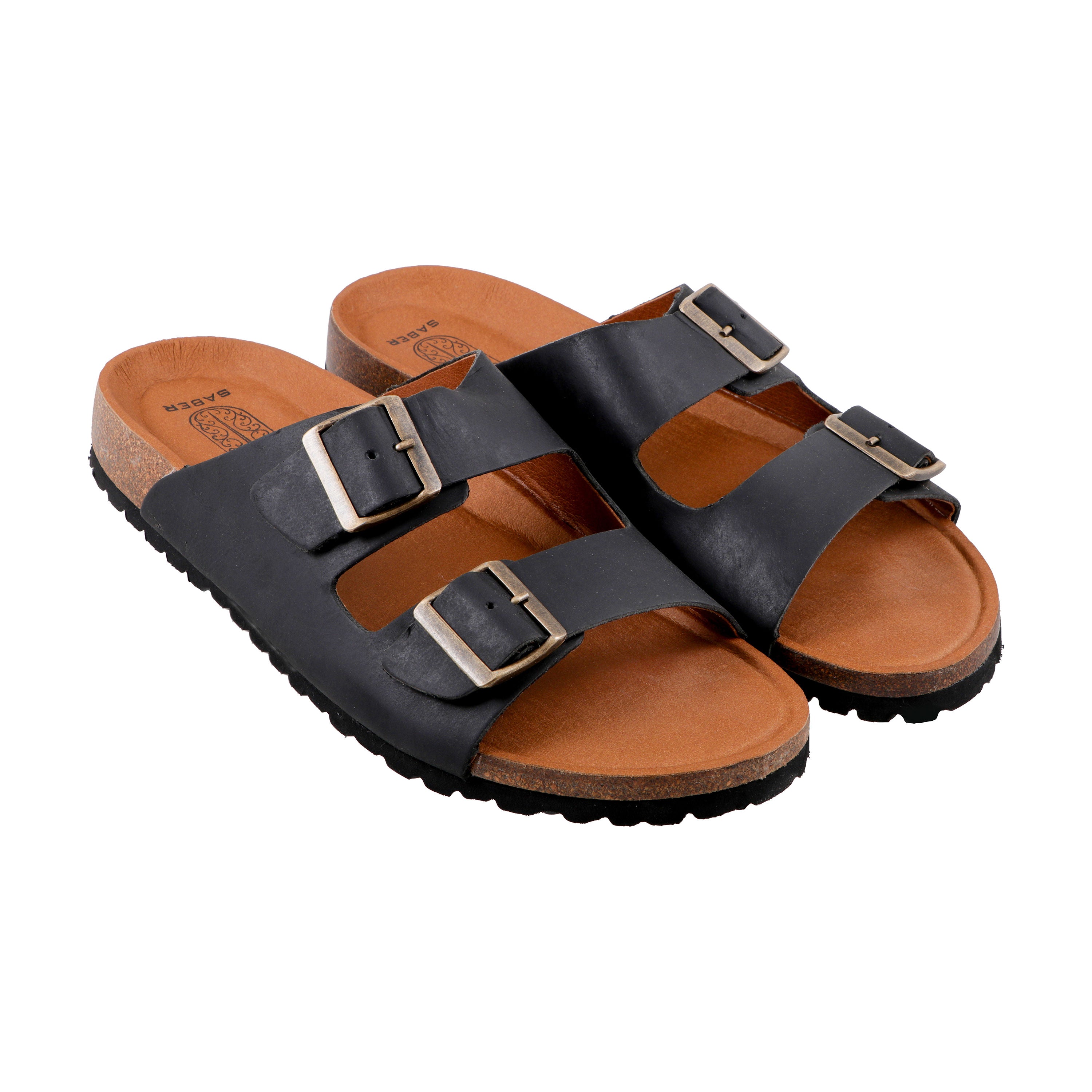 SABER BIRK -2 Men's Genuine Leather Sandals with Cork-Latex Footbed & EVA Sole