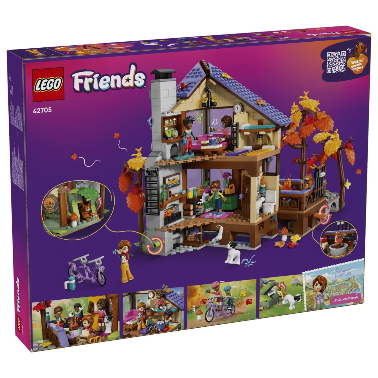LEGO Friends 42705 Cozy Fall Forest Cabin Building Toy Set, 1229 Pieces for Boys and Girls Ages 9 Years and Above