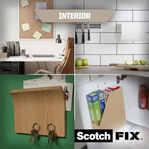 Scotch-FIX™ Double-Sided Interior Mounting Tape 4496G-1950-P, 19 mm x 5 m, Heavy-Duty Indoor Foam Mounting Tape