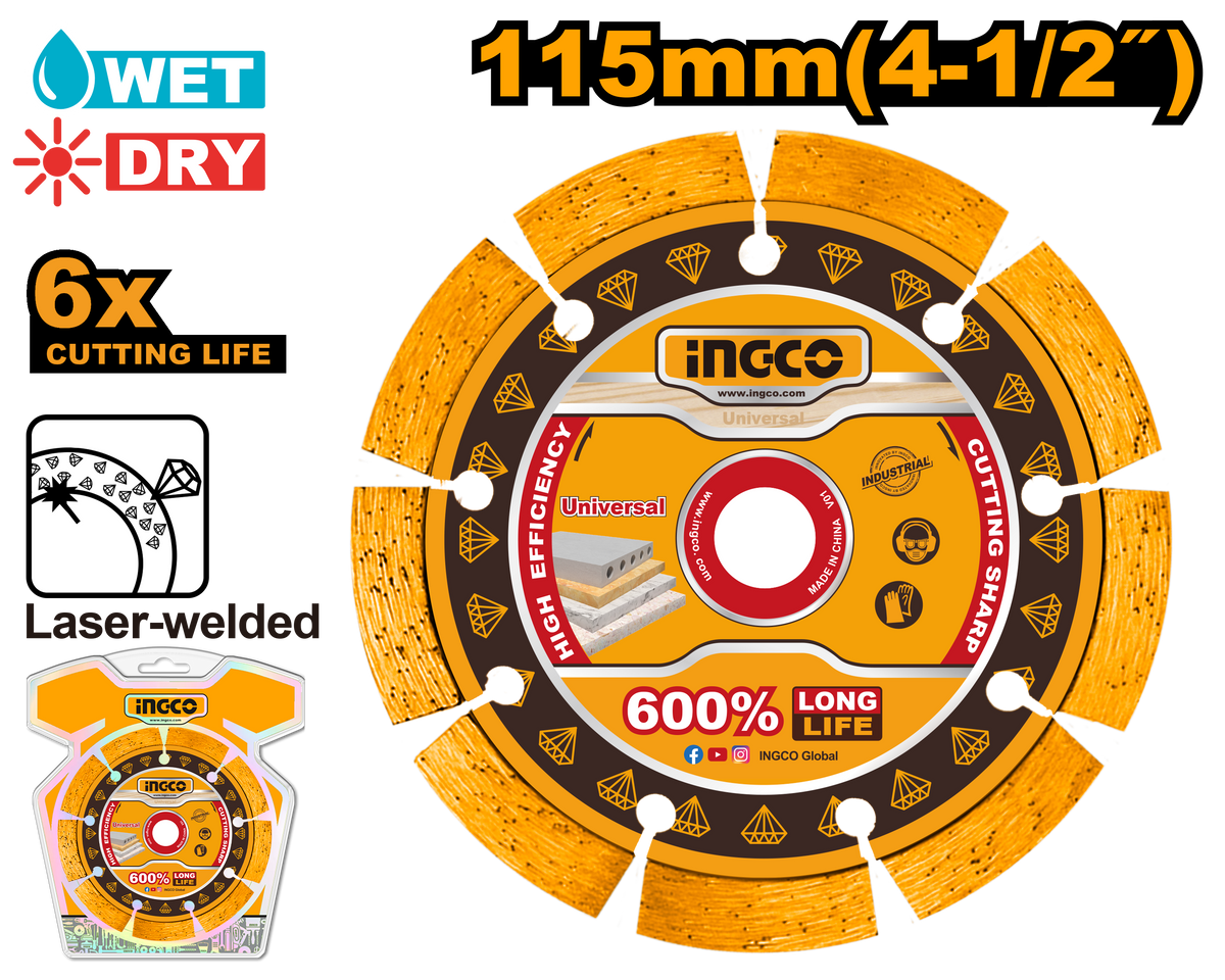 INGCO Diamond Cutting Disc 115mm for Stone and Concrete