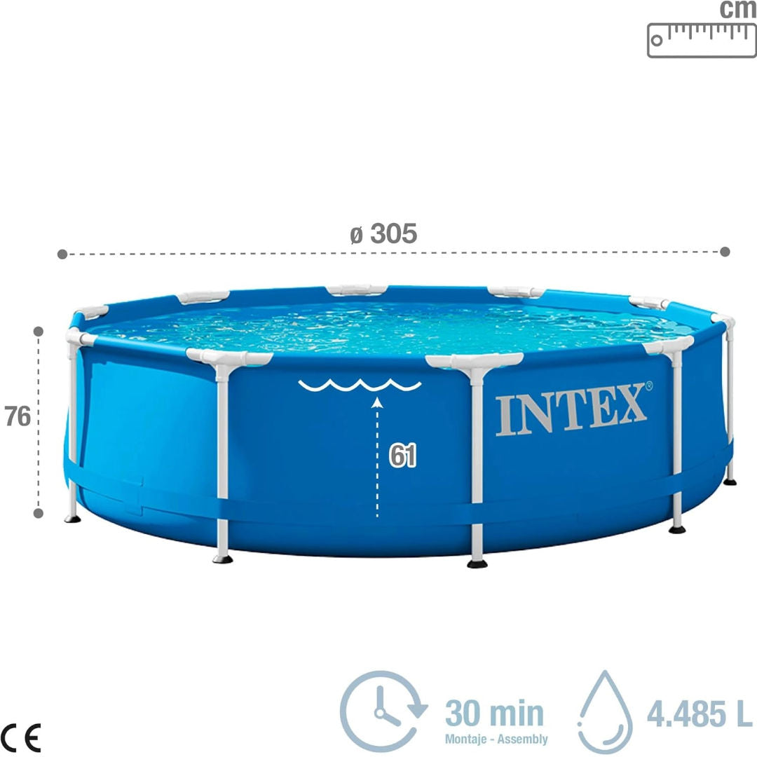 Intex 8-FT Metal Frame Pool, Set-up Size: 2.44mx51cm