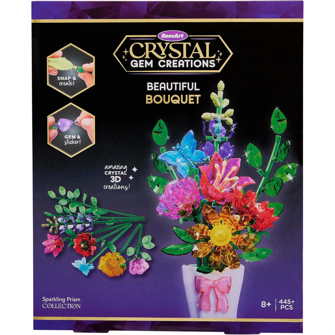 Cra-Z-Art Rose Art Crystal Gem Beautiful Bouquet Activity Kit, 445+ Pieces, Children Age 8+