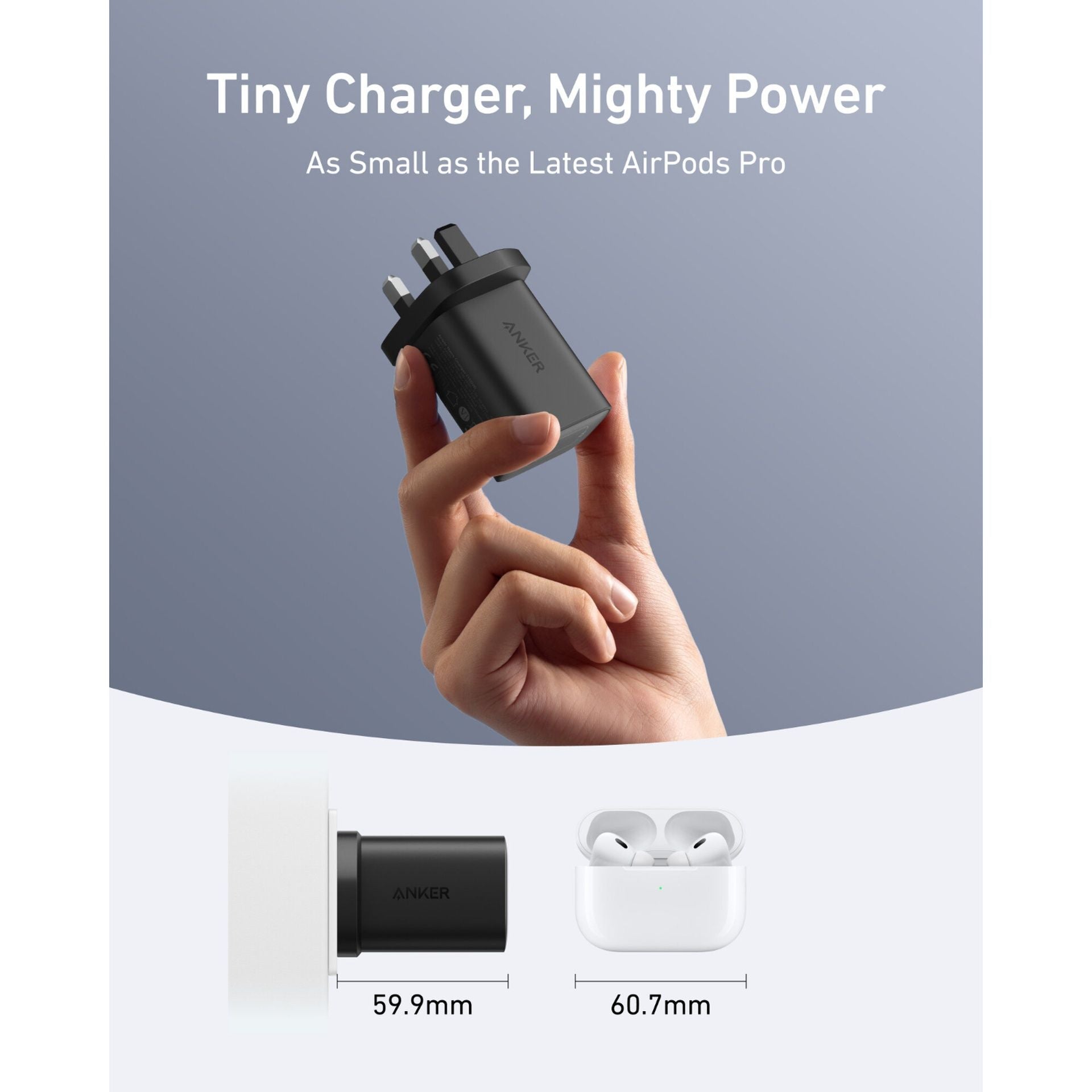 Anker 100W Nano Charger with 6ft USB-C Cable, PD Fast Charging, Compact UK Plug, B2679K11