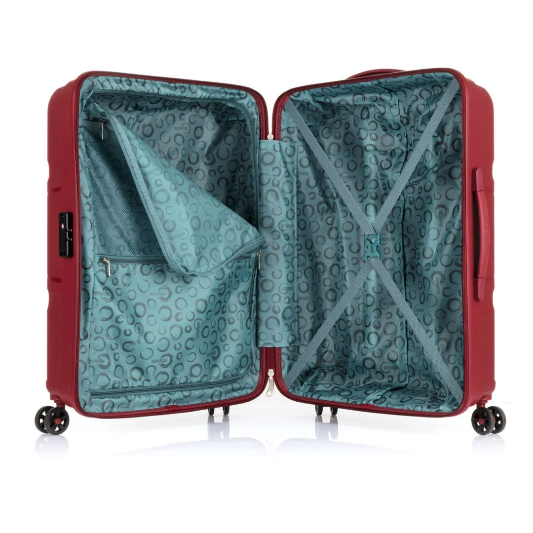 American Tourister Kross Spinner Hard Luggage Trolley Bag, Formula Red