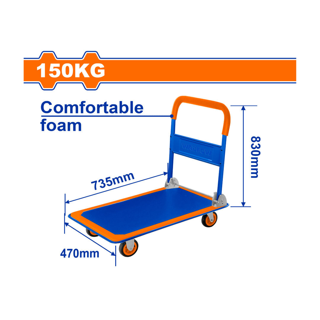 WADFOW Foldable Platform Hand Truck, Steel Handle With Comfortable Foam Grip