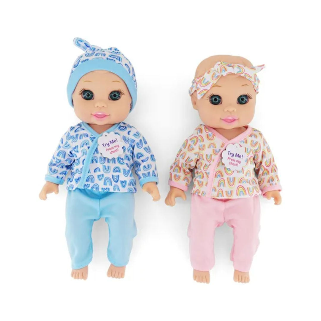 Baby Maziuna Little Darlings Feed & Giggle Twins Interactive Baby Dolls Playset, 30.48cm, 24 Months+