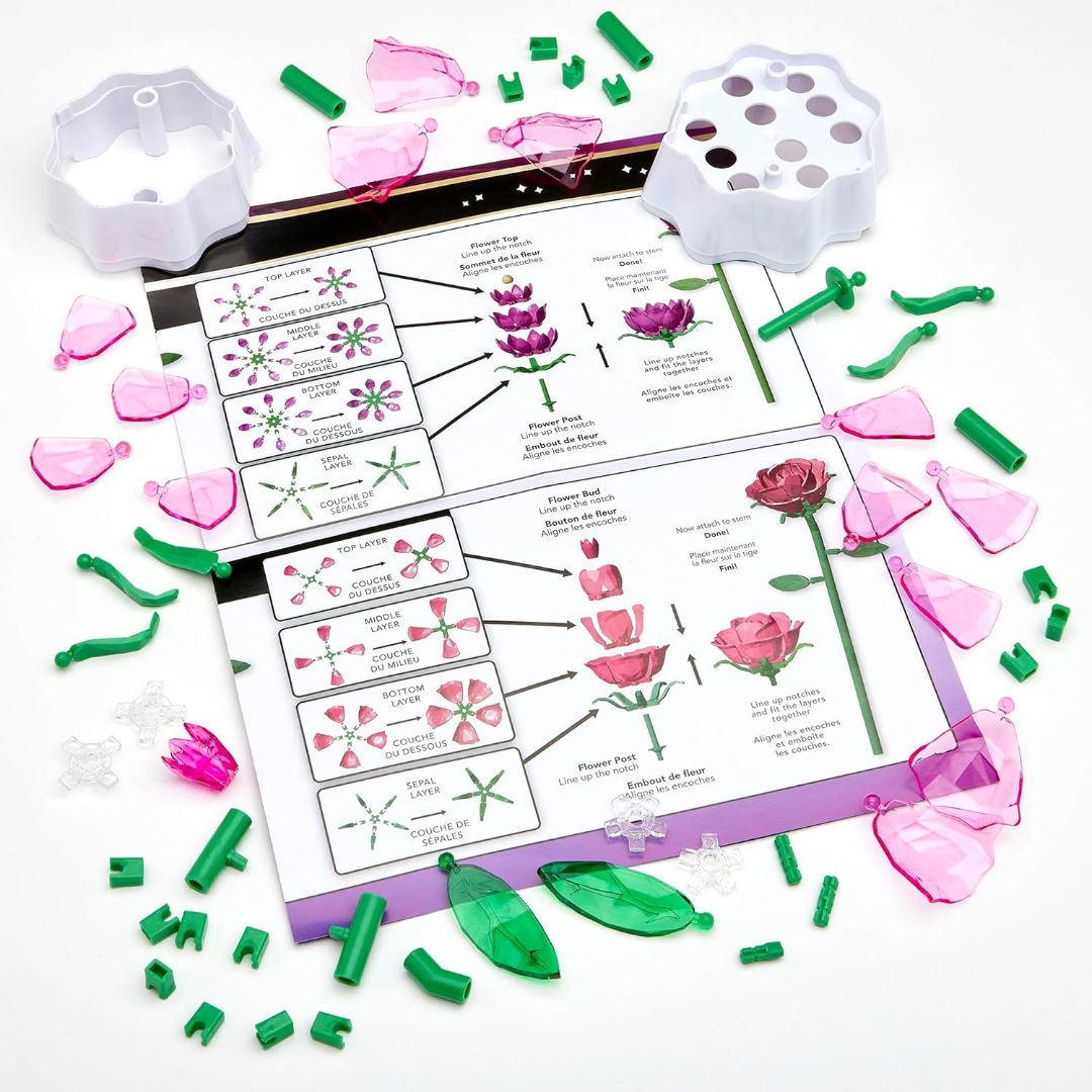 Cra-Z-Art Rose Art Crystal Gem Beautiful Bouquet Activity Kit, 445+ Pieces, Children Age 8+