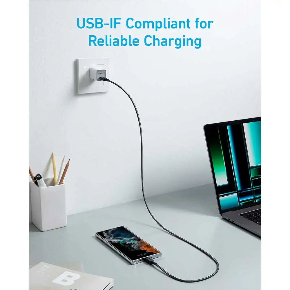 Anker 322 USB-C to USB-C Cable Fast Charging Braided, Black