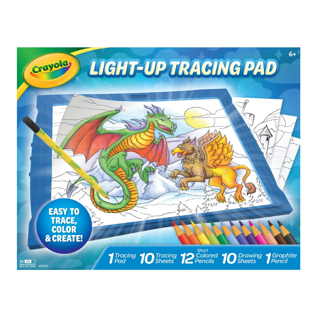 Crayola LIGHT-UP TRACING PAD, Blue, Includes 34 Pieces