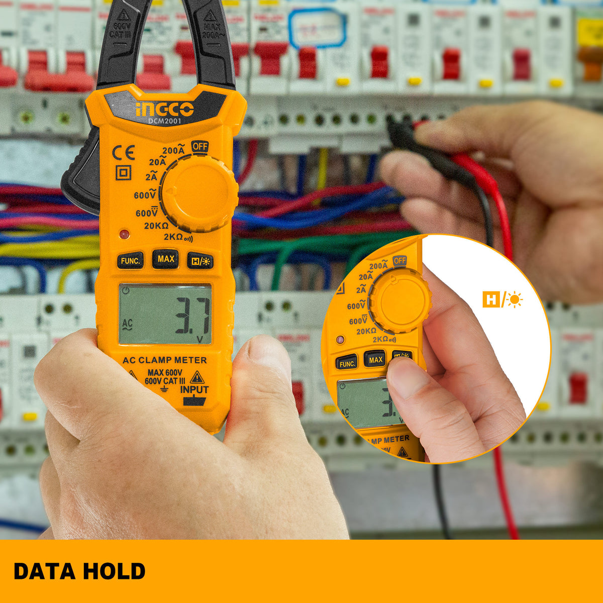 INGCO Digital AC Clamp Meter, 2000/4000 Count True RMS, AC/DC Voltage & Current Tester with NCV and Auto Power Off