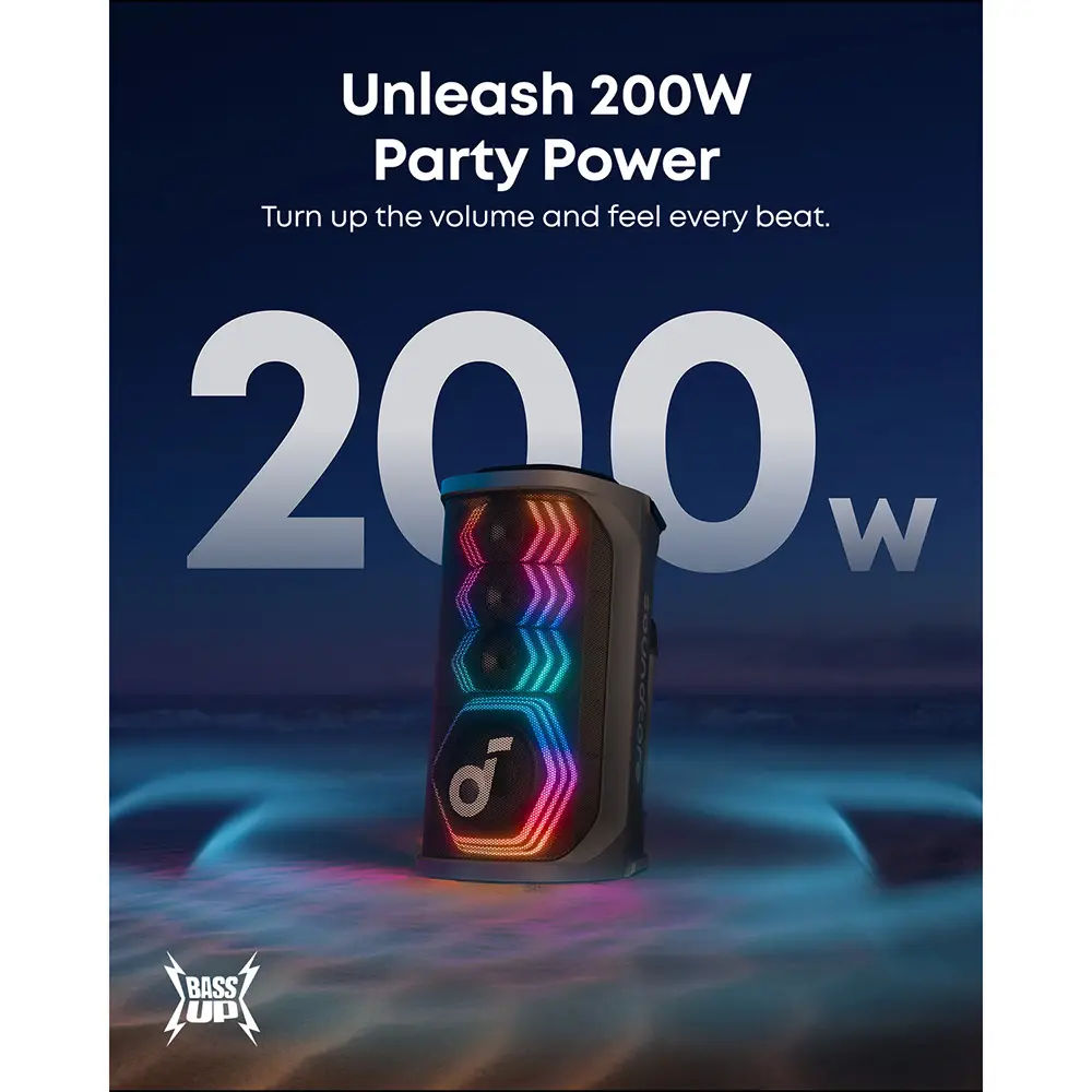 Anker Soundcore Rave 3S Bluetooth Party Speaker with Wireless Mics, A31A3012