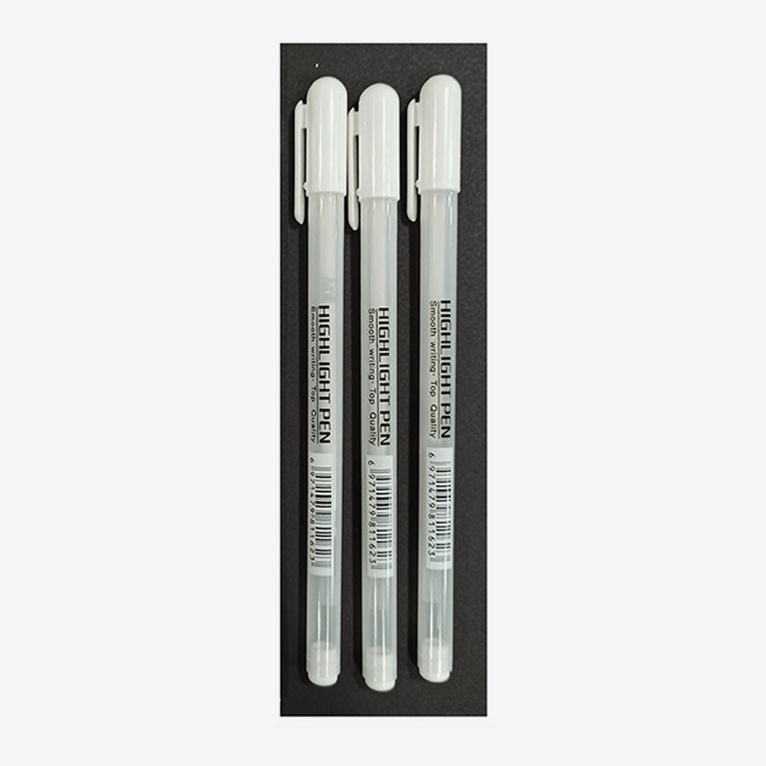 RSC Keep Smiling 3-Pieces, White Gel Pen Set, 0.8mm, P21-143