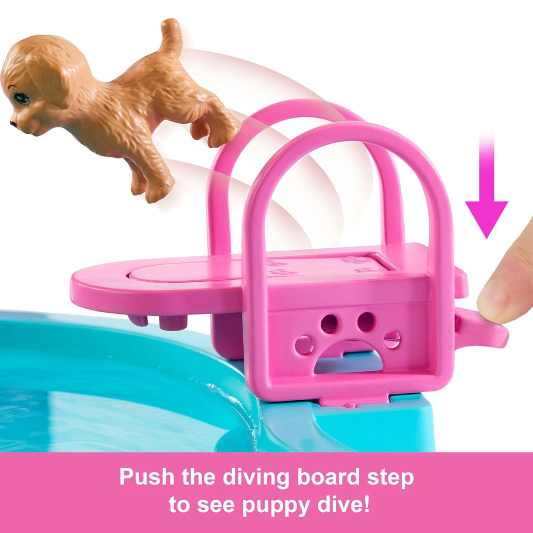 Barbie Dream Pool Playset, 6 Play Areas with Slide, Foaming Hot Tub & 20+ Accessories, Model JFP01