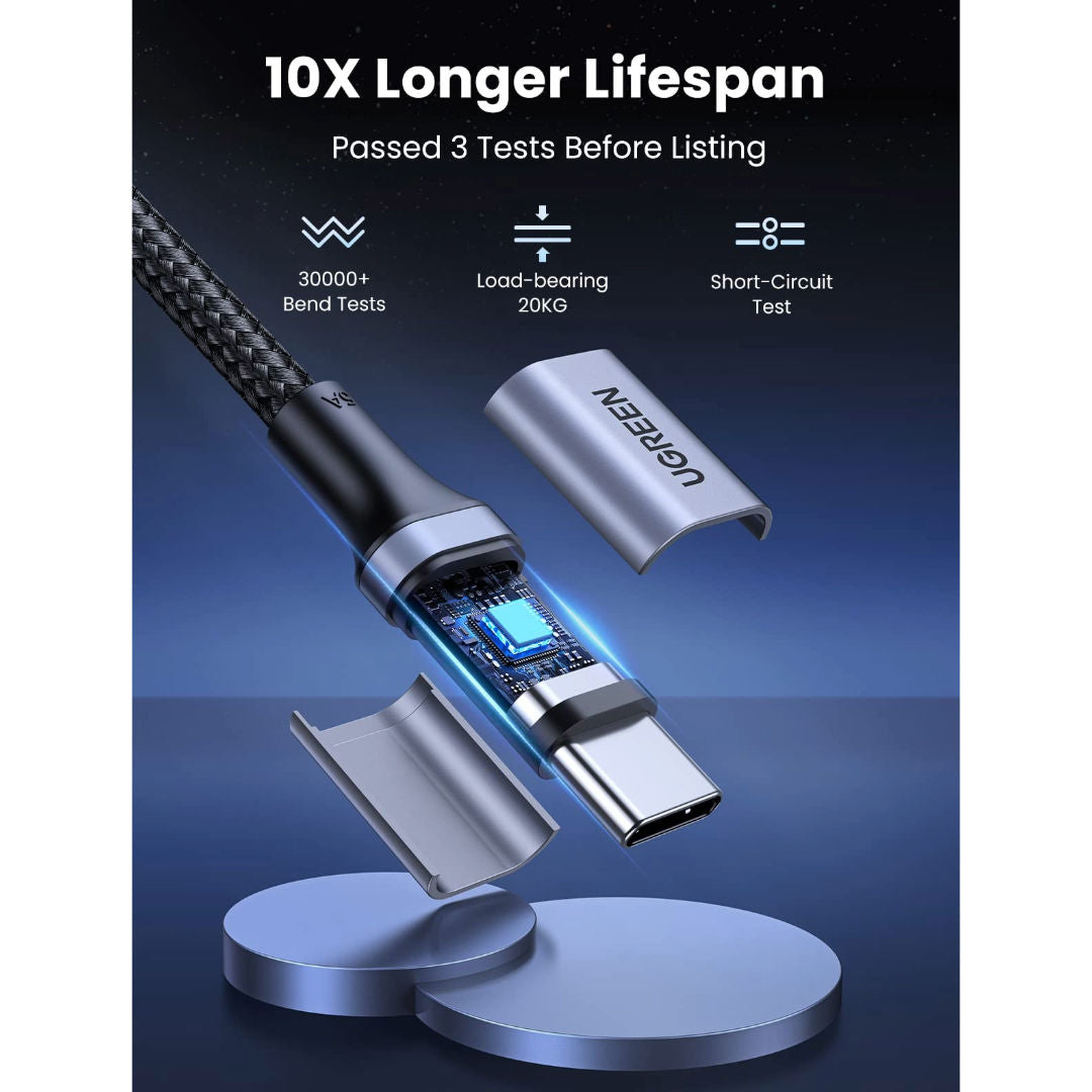 UGREEN US316-70427 USB-C to USB-C 100W Power Delivery Braided Fast Charging Cable, Space Gray, 1 Meter