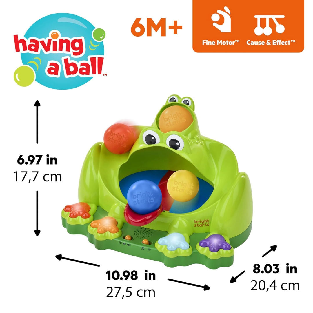 Bright Starts Poppin’ Ball Frog Ball Interactive Play Toy, 6+ Month