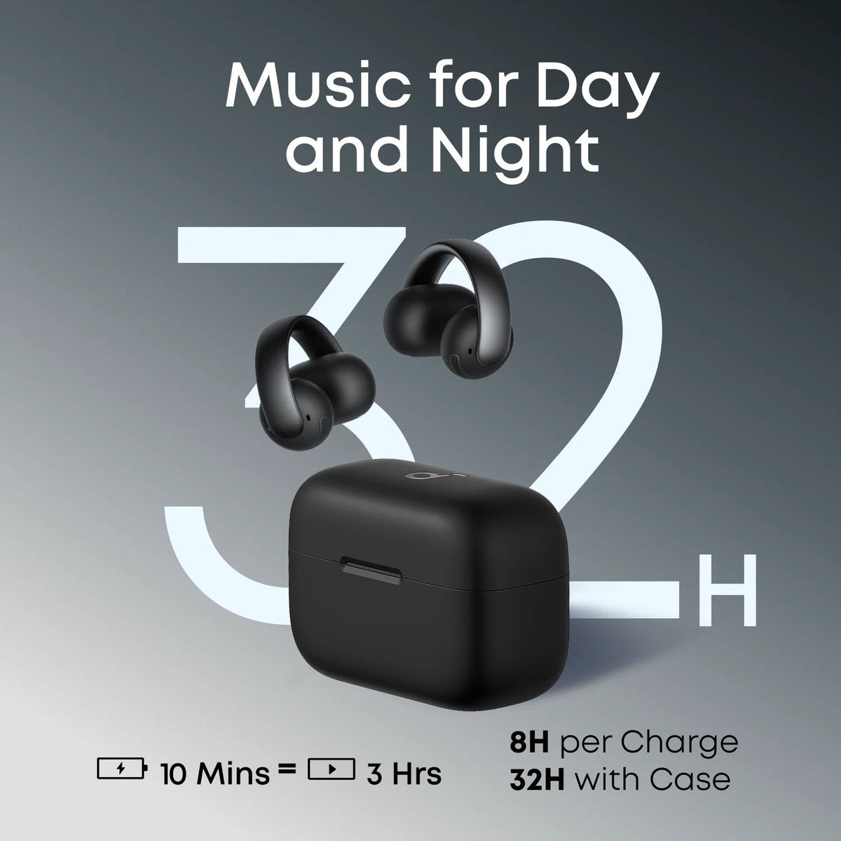 Anker Soundcore AeroClip Open-Ear Clip-On Earbuds, AI Calls, IP55, 32H Playtime