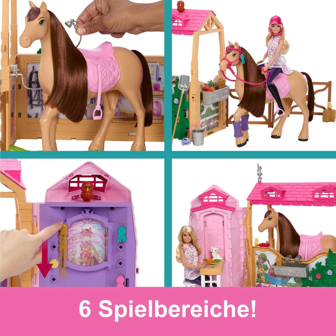 Barbie Mysteries, The Great Horse Chase Ultimate Stable Playset, JDN43, Doll, Horse & 25+ Accessories with 6 Play Areas