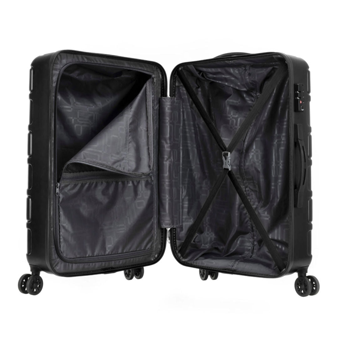 American Tourister Bricklane Spinner Hard Luggage Trolley Bag, TSA, Jet Black