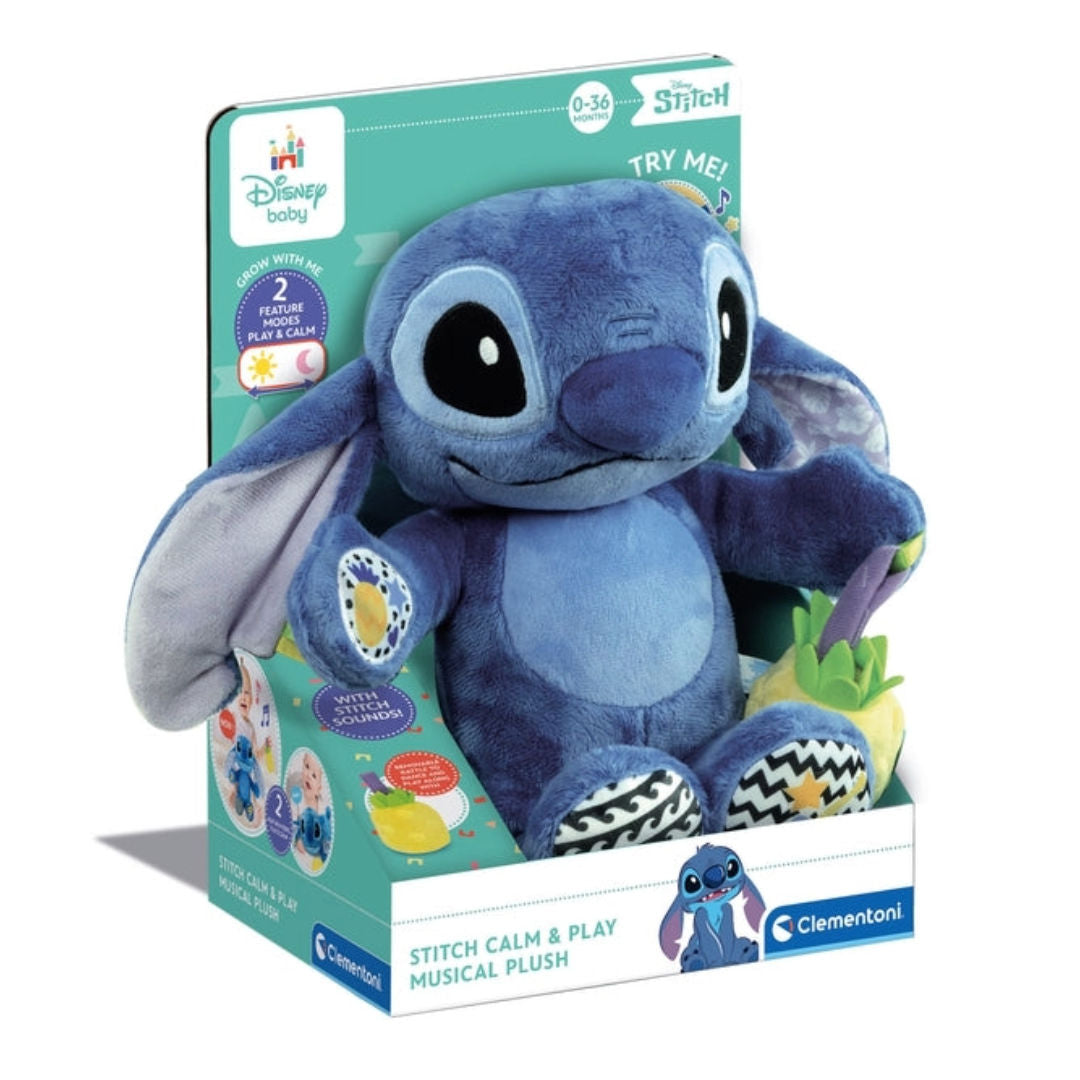 Disney baby Clementoni Lilo, Stitch Calm And Play Musical Plush Toy, Blue