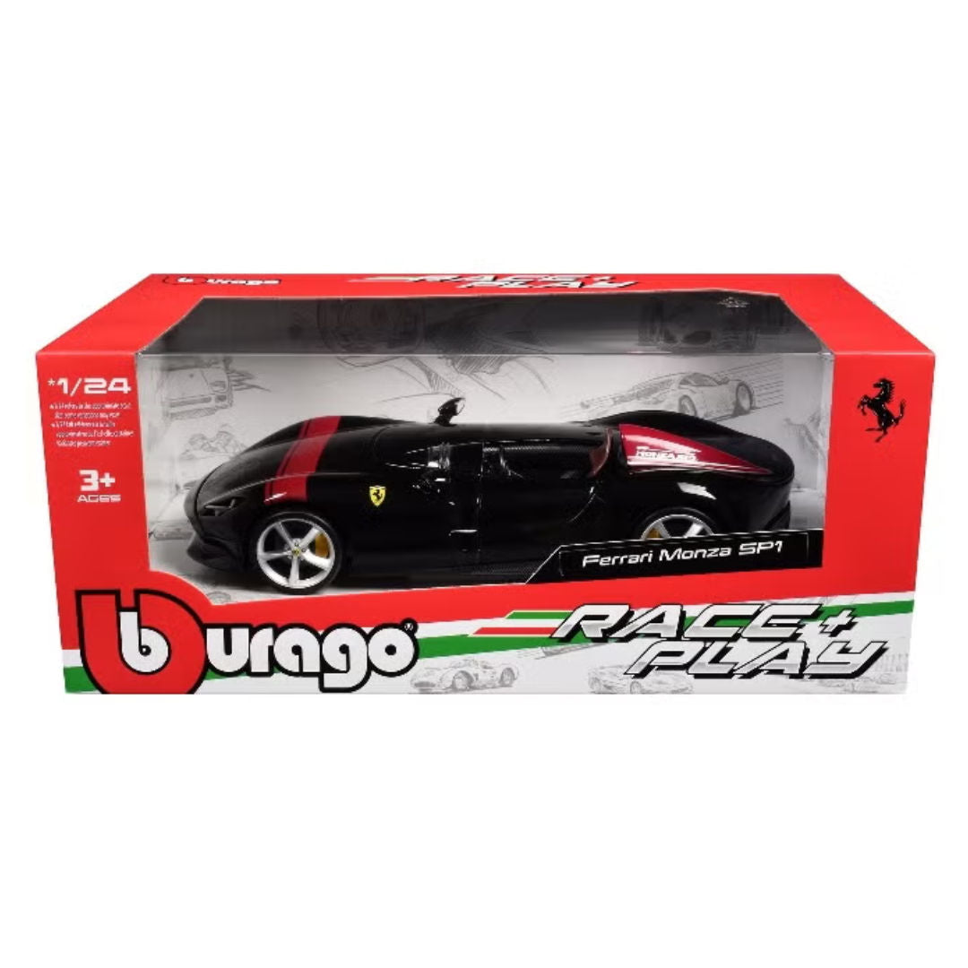 Bburago Ferrari Monza SP1, Ferrari Race & Play, Die-Cast Car, Black/Red, 1:24