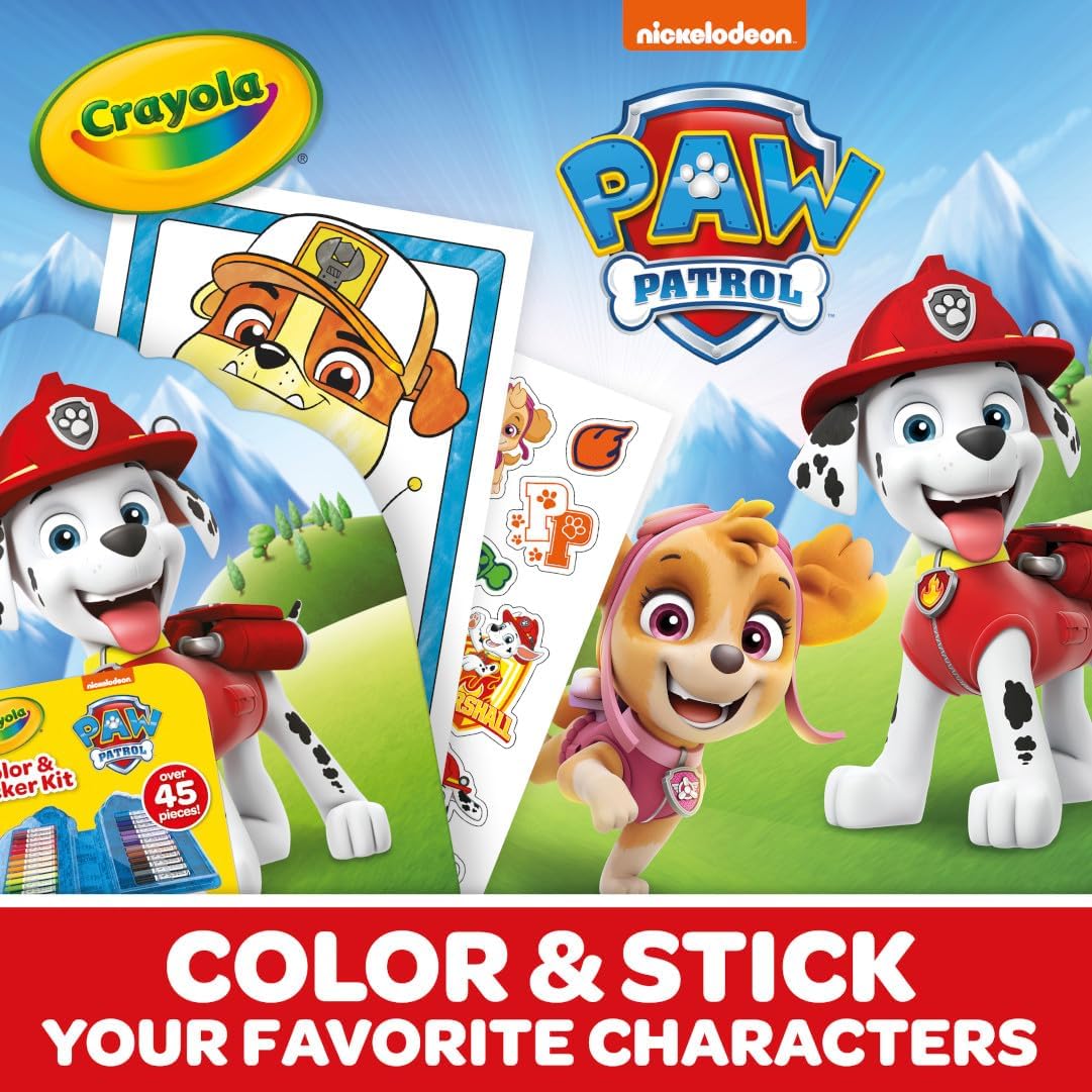 Crayola PAW PATROL Colour & Sticker Kit, 45+ Pieces