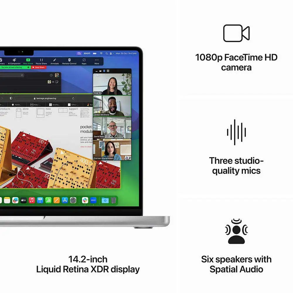 Apple MacBook Pro 14-inch with M3 Chip, 8-Core CPU, 10-Core GPU, 8GB RAM, 512GB SSD, Silver, MR7J3