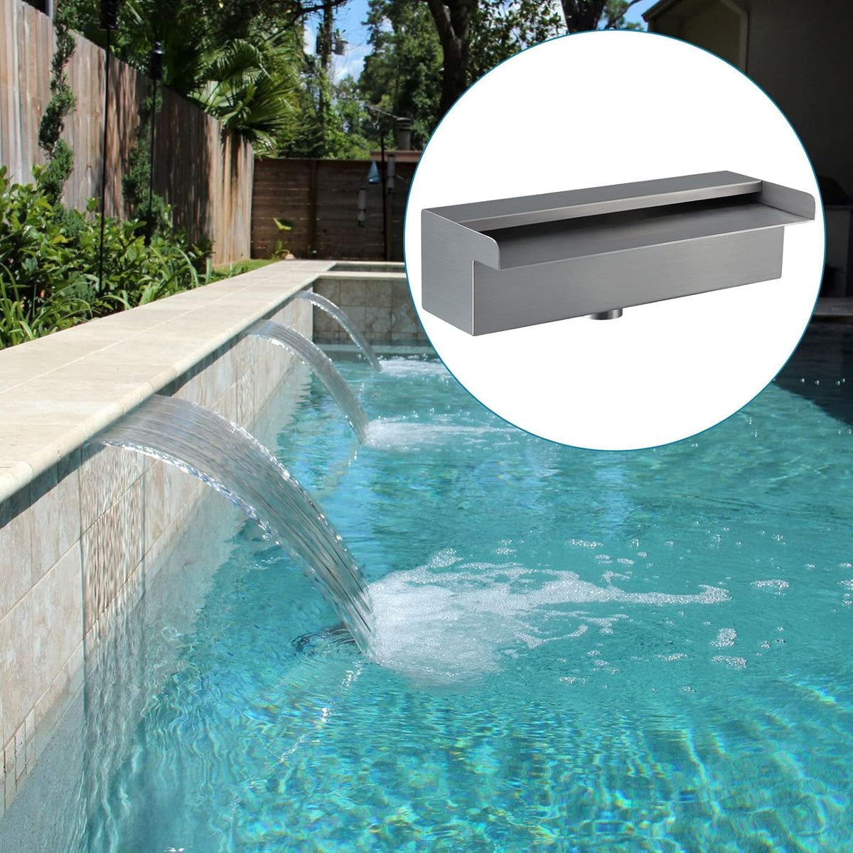 Hengbo Stainless Steel Sheer Descent, Waterfall Spillway for Swimming Pool, Garden Outdoor Pond, Spa