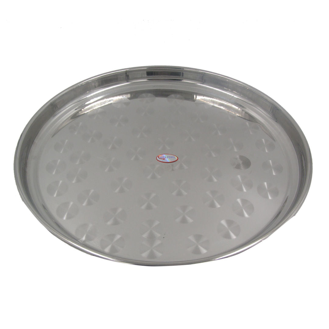 Welcome Stainless Steel Round Plate Khumcha