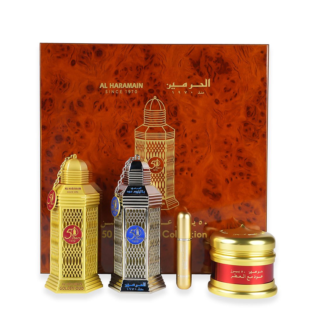 Al Haramain 50 Years Oud Collection Saffron Gift Set, Luxury Oud Perfume Collection