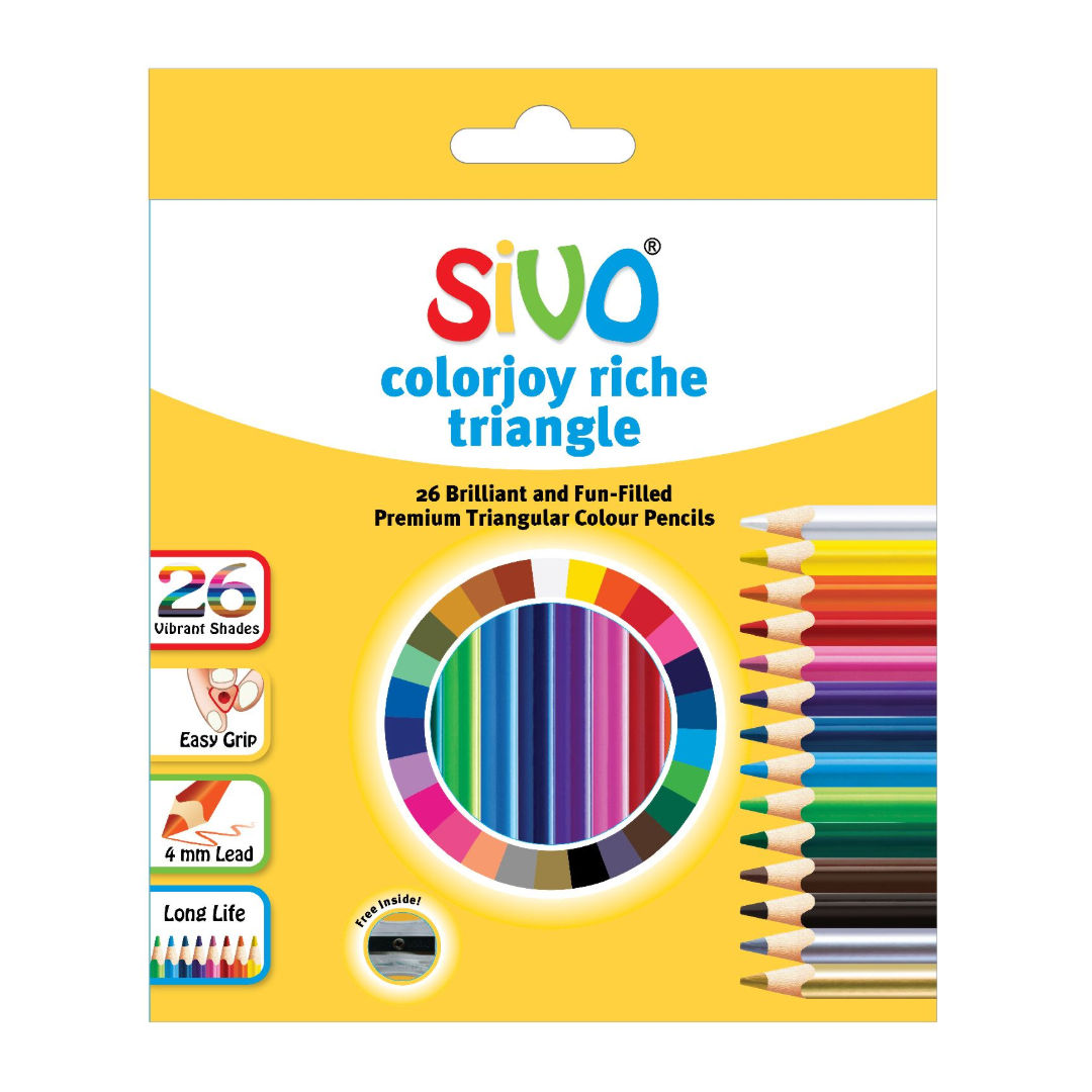 Sivo Colorjoy Riche Full Size Triangular Colour Pencils, 26 pieces