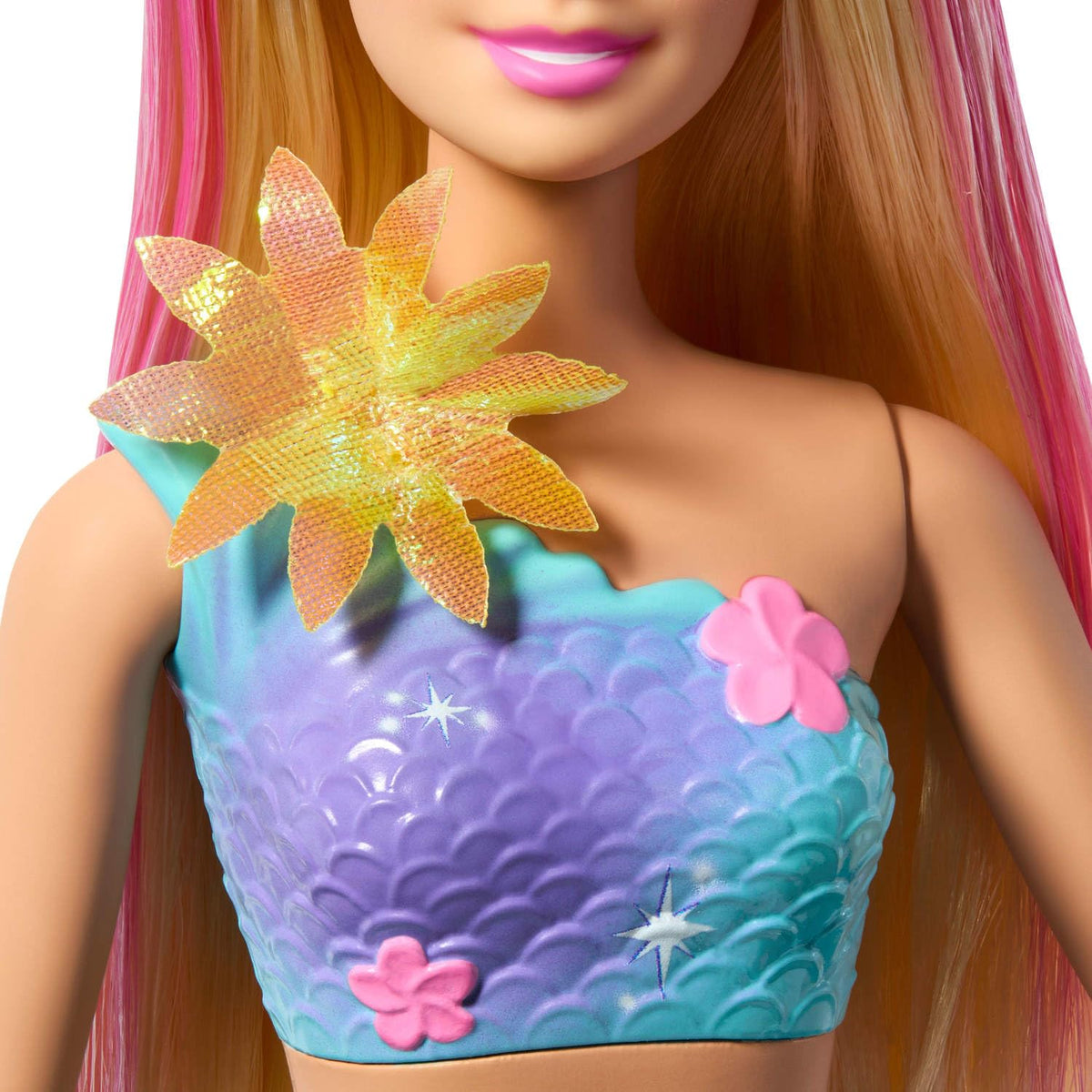 Barbie Mermaid Doll with Magic Surprise Blossom, Gradient Tail, Beaded Headband & Blonde Hair, Model JDM72